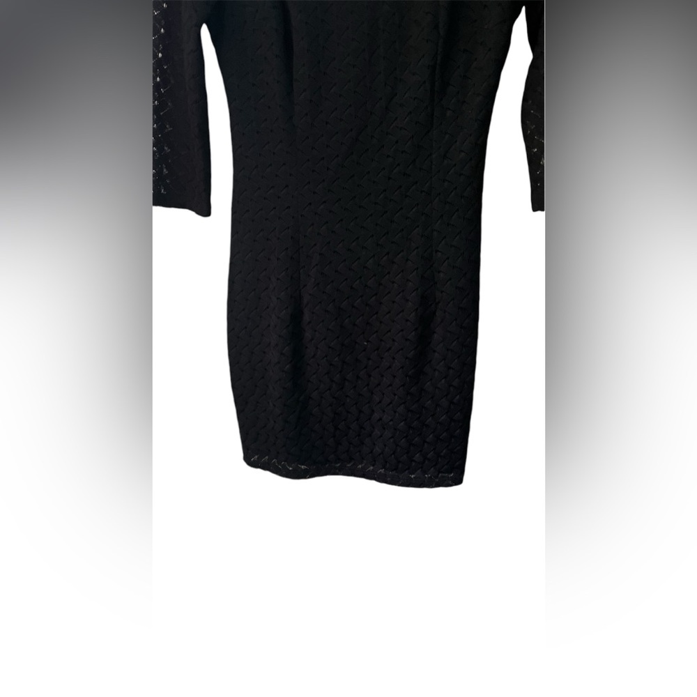 Bebe Stripe Mock Neck Dress-Black - Picture 6 of 9